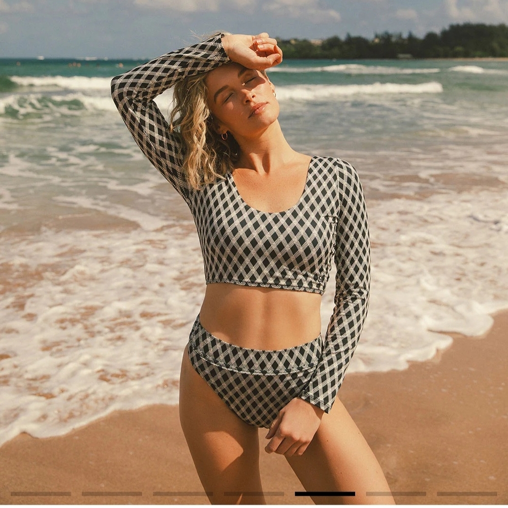 Albion Black and White Checkered Bikini Set